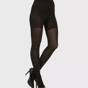 SPANX Center Stage Patterned Shaping Tights, Ribbed Row, Size E, NWT